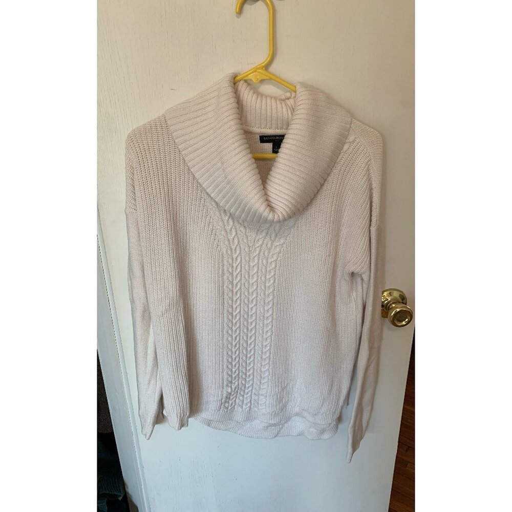 Banana Republic Turtleneck Cowl Neck Cream-Colored Sweater, Size Large